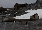 Abandoned whaler&#39;s boat. (And our first sight of penguins!) : Half Moon Island
